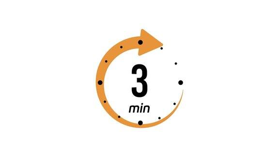 3分钟定时器符号颜色风格孤立在白色背景3分钟时间圆圈图标动画计时器图标与三分钟时钟秒表烹饪时间标签运动