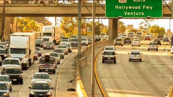 好莱坞高速公路延时日出日落缩放