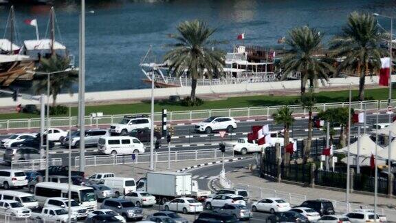 卡塔尔多哈的交通堵塞