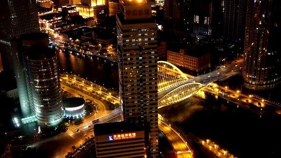 天津城市夜景实鸟瞰图