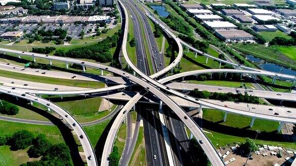 无人机角度平移到大型立交基础设施运输立交桥高速公路周转