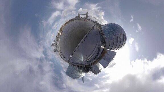 一个有趣的微型行星拍摄动画和旋转的伦敦塔桥