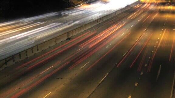 交通高速公路夜晚时光流逝