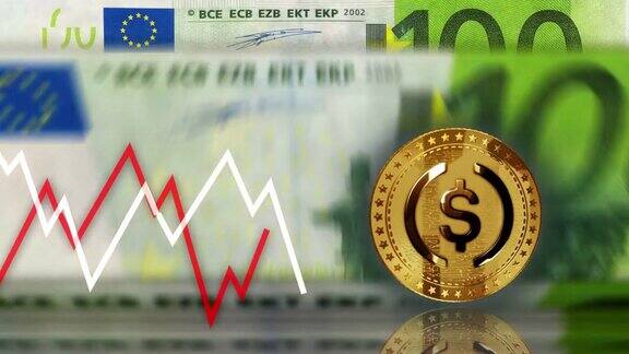 USDCUSDCoin稳定币超过100欧元纸币循环的加密货币