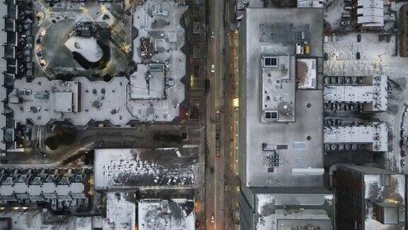 冬季鸟瞰多伦多市中心