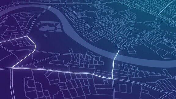 GPS地图导航系统动画路线目的地3d城市街道搜索方向、轨迹或地址销位置检测测绘技术和定位定位高科技运动背景