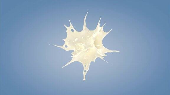 完美的形状牛奶飞溅孤立在蓝色背景