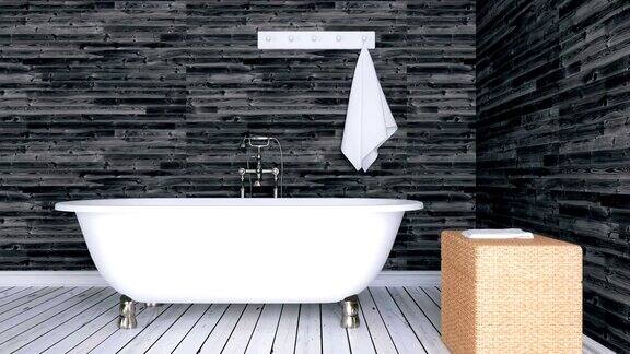 4k现代浴室中的独立式浴缸