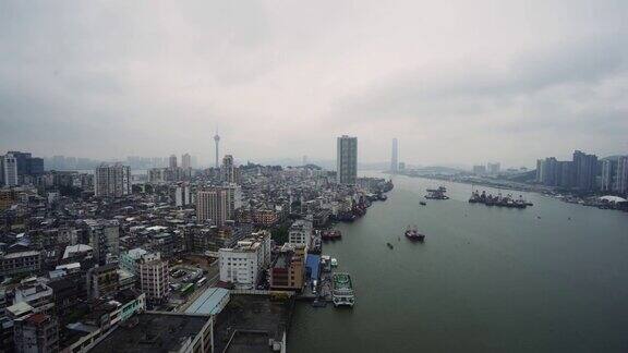 时间流逝俯瞰澳门城市