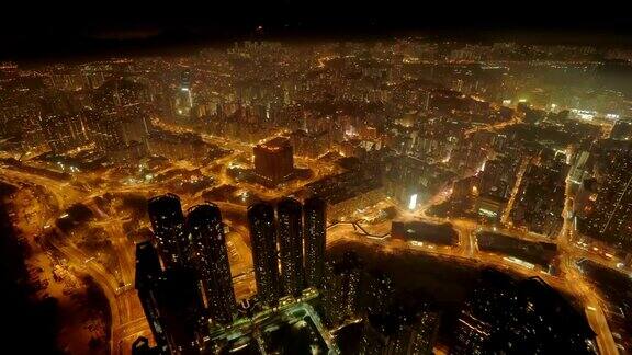 美丽的空中延时大片高科技城市的夜晚