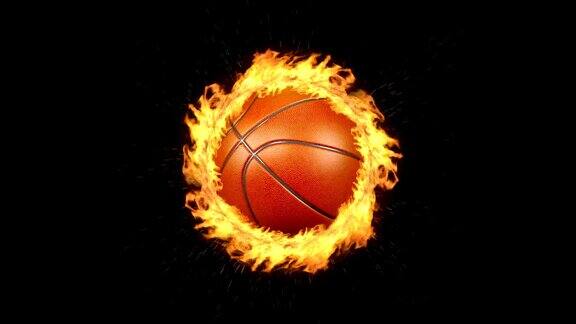 动画篮球旋转球着火