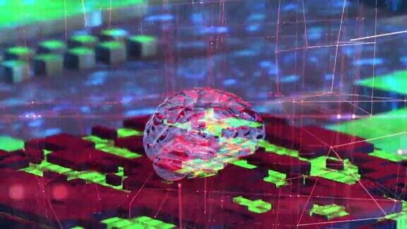 飞行大脑在数字网络空间元宇宙概念高质量渲染视频