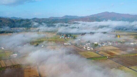 鸟瞰图美丽的沼泽早晨秋田日本