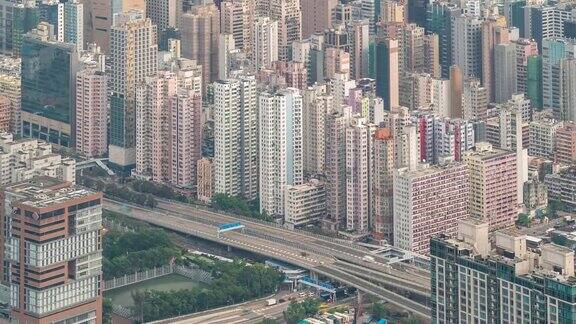 延时:香港九龙的鸟瞰图