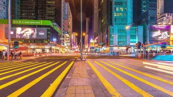 香港市区道路交通繁忙楼宇现代化时光流逝