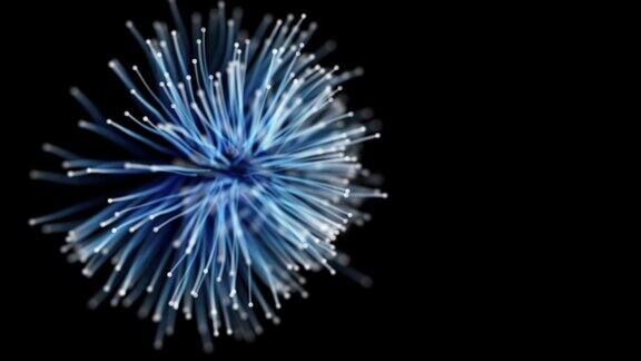 飞行散射线的动画蓝色抽象的粒子
