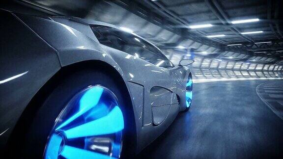 汽车在科幻隧道、走廊中快速行驶的动画