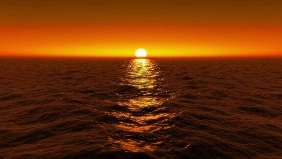 日落海洋地平线灯光运动背景