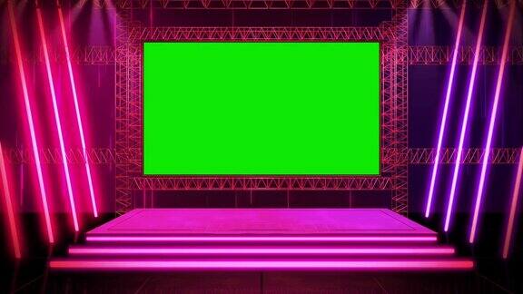 一个粉红色的舞台绿幕素材