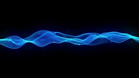 蓝色波浪结构与抽象闪烁粒子背景