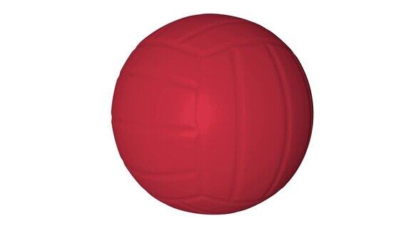 白色背景上的红色旋转排球三维动画