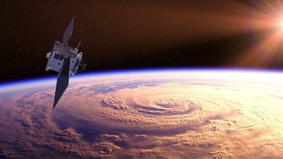 太空卫星探测地球上的飓风