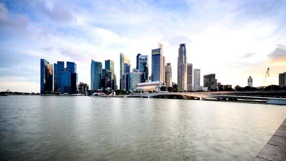 黄昏时分新加坡中央商务区的