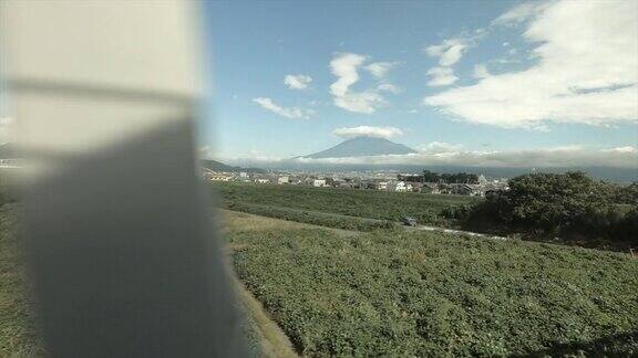 从日本东京的新干线上俯瞰富士山