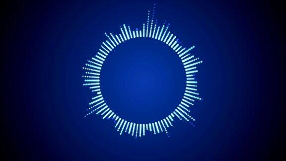 圆形界面hud设计信息图形元素如音乐均衡器音频或声音频率在直线科技与科学分析主题