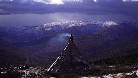 蒙古国冬天的帐篷