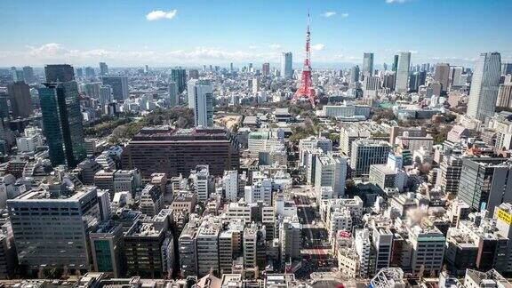 延时:鸟瞰图东京塔日本