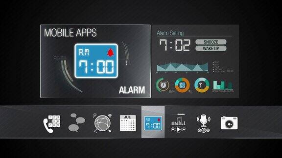 移动应用程序内容的报警图标智能设备的各种应用功能数字显示应用程序