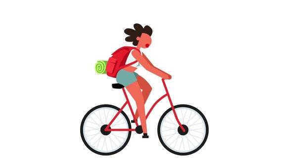 卡通形象骑自行车背包旅行卡通动画
