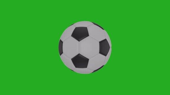 足球旋转无缝循环绿色屏幕3D渲染
