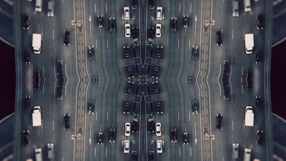 城市交通空中的背景镜面效果