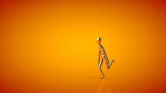 有趣的金色人体模型跳舞无缝循环橙色工作室