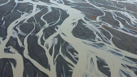 风景鸟瞰图的河流在冰岛