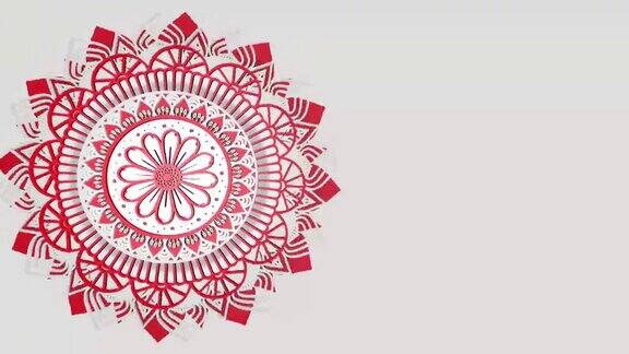 装饰设计元素旋转红色和白色的曼荼罗图案与几何装饰圆形装饰符号