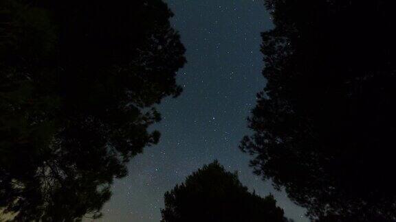 托斯卡纳夜空中移动恒星的时间流逝