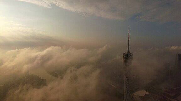广州的早上的雾霾风景