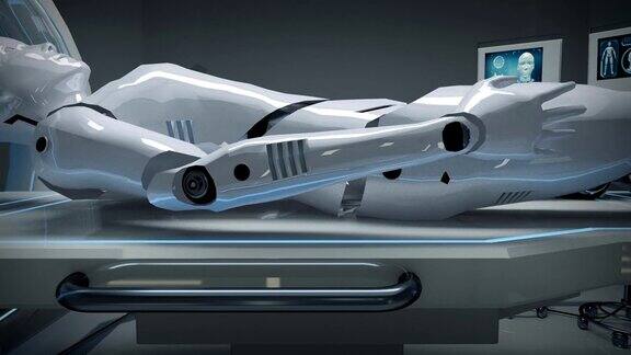 医疗机构里的机器人能进行未来式身体扫描三维渲染