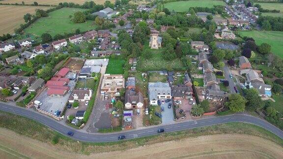 英国英格兰的斯特雷特利村和沙本镐板的美丽鸟瞰图