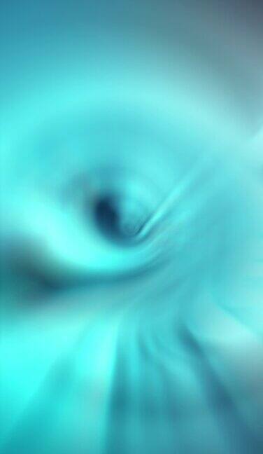 4k绿松石蓝色液体旋转形成美丽的波浪隧道可循环的动画股票视频-适合垂直和水平使用