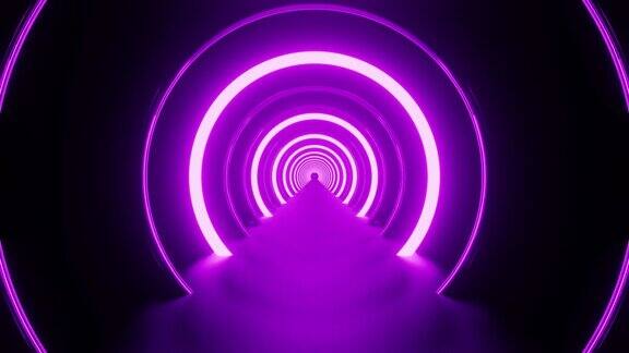 紫色霓虹环太空旅行背景隧道VJ环