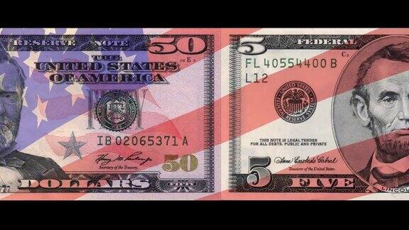 美国货币和美国国旗