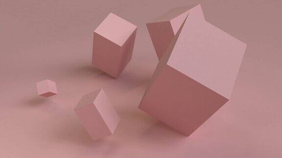 立方体抽象三维渲染循环动画与几何形状运动设计4k超高清