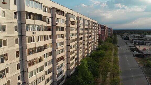 住宅苏联多层建筑在城市睡眠区鸟瞰图