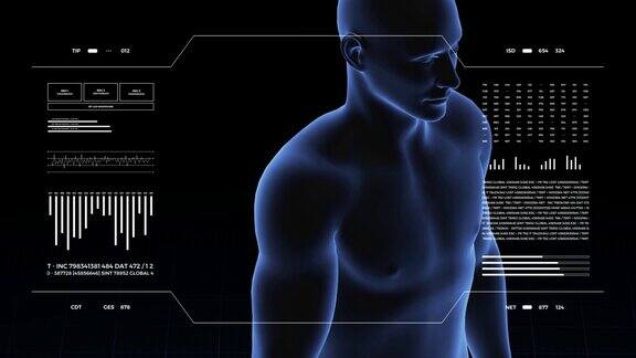 肩部疾病3d男性人体结构的旋转动画和特写