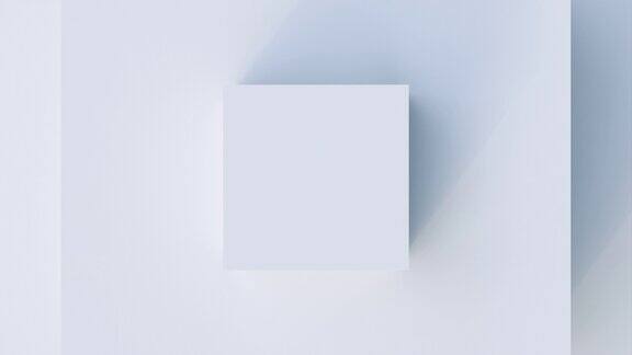 抽象3d渲染白色几何背景与缩放立方体