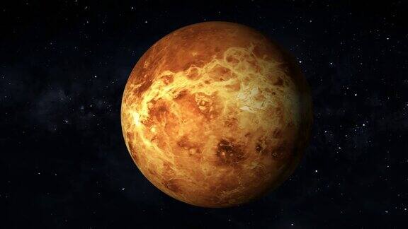 金星的表面金星在360度旋转金星和星星的现实的3D渲染